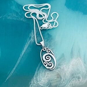 Sterling Silver A Lot Of Waves Necklace, Ocean Necklaces, Multiple Spiral Chain